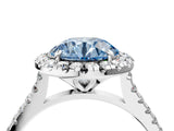 White gold Fancy Blue Round Cut Diamond Cushion Halo Ring with Pavé Band_4