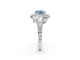 White gold Fancy Blue Round Cut Diamond Double Halo Ring with Pavé Band and Prong Setting_122