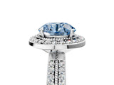 White gold Fancy Blue Round Cut Diamond Double Halo Ring with Split Shank and Four-Prong Setting_5