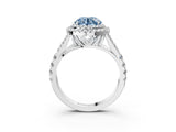 White gold Fancy Blue Round Cut Diamond Double Halo Ring with Split Shank and Prong Setting_30