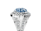 White gold Fancy Blue Round Cut Diamond Double Halo Ring with Split Shank and Prong Setting_32