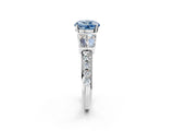 White gold Fancy Blue Round Cut Diamond Engagement Ring with Baguette Side Stones and Channel Set Band_34