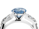 White gold Fancy Blue Round Cut Diamond Engagement Ring with Baguette Side Stones and Channel Set Band_36