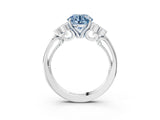 White gold Fancy Blue Round  Cut Diamond Engagement Ring with Bezel Set Round Side Stones and Prong Setting_52