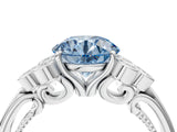 White gold Fancy Blue Round  Cut Diamond Engagement Ring with Bezel Set Round Side Stones and Prong Setting_54