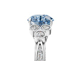 White gold Fancy Blue Round  Cut Diamond Engagement Ring with Bezel Set Round Side Stones and Prong Setting_55