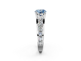 White gold Fancy Blue Round  Cut Diamond Engagement Ring with Pavé Band and Four-Prong Setting_5