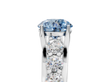 White gold Fancy Blue Round  Cut Diamond Engagement Ring with Pavé Band and Four-Prong Setting_8