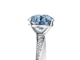 White gold Fancy Blue Round Cut Diamond Engagement Ring with Side Stone Accents and Four-Prong Setting_101