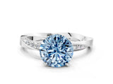 White gold Fancy Blue Round Cut Diamond Engagement Ring with Side Stone Accents and Four-Prong Setting_24