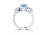 White gold Fancy Blue Round  Cut Diamond Five-Stone Prong Set White Gold Ring_35