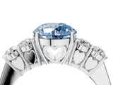 White gold Fancy Blue Round  Cut Diamond Five-Stone Prong Set White Gold Ring_36