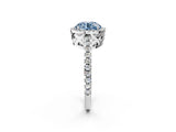 White gold Fancy Blue Round Cut Diamond Halo Engagement Ring with Pavé Band and Prong Setting_53