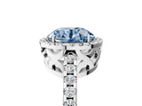 White gold Fancy Blue Round Cut Diamond Halo Engagement Ring with Pavé Band and Prong Setting_56