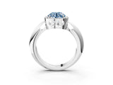 White gold Fancy Blue Round  Cut Diamond Halo Engagement Ring with Split Shank and Four-Prong Setting_109