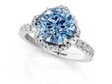 White gold Fancy Blue Round Cut Diamond Halo Pave Band with Four-Prong Setting_4