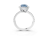 White gold Fancy Blue Round Cut Diamond Halo Pave Band with Four-Prong Setting_6