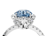 White gold Fancy Blue Round Cut Diamond Halo Pave Band with Four-Prong Setting_7