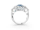 White gold Fancy Blue Round Cut Diamond Halo Ring with Pavé Band and Four-Prong Setting_68