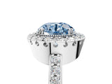 White gold Fancy Blue Round Cut Diamond Halo Ring with Pavé Band and Prong Setting_17