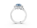 White gold Fancy Blue Round  Cut Diamond Halo Ring with Round Brilliant Halo and Solitaire Band_90