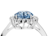 White gold Fancy Blue Round  Cut Diamond Halo Ring with Round Brilliant Halo and Solitaire Band_91