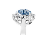 White gold Fancy Blue Round  Cut Diamond Halo Ring with Round Brilliant Halo and Solitaire Band_92