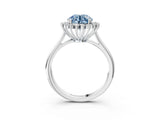 White gold Fancy Blue Round  Cut Diamond Halo Ring with Solitaire Band and Prong Setting_56
