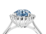 White gold Fancy Blue Round  Cut Diamond Halo Ring with Solitaire Band and Prong Setting_57