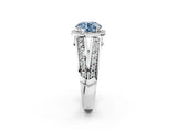 White gold Fancy Blue Round Cut Diamond Halo Ring with Split Shank Pavé Band and Four-Prong Setting_26