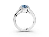 White gold Fancy Blue Round Cut Diamond Halo Ring with Split Shank Pavé Band and Four-Prong Setting_43