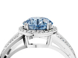 White gold Fancy Blue Round Cut Diamond Halo Ring with Split Shank Pavé Band and Four-Prong Setting_44