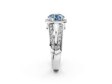 White gold Fancy Blue Round Cut Diamond Halo Ring with Split Shank Pavé Band and Four-Prong Setting_47
