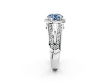 White gold Fancy Blue Round Cut Diamond Halo Ring with Split Shank Pavé Band and Four-Prong Setting_59