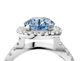 White gold Fancy Blue Round Cut Diamond Halo Ring with Split Shank Pavé Band and Prong Setting_83