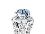 White gold Fancy Blue Round Cut Diamond Halo Ring with Split Shank and Bezel Accents and Four-Prong Setting_5