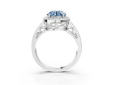 White gold Fancy Blue Round Cut Diamond Halo Ring with Split Shank and Bezel Accents and Prong Setting_3
