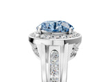 White gold Fancy Blue Round Cut Diamond Halo Ring with Split Shank and Bezel Accents and Prong Setting_5