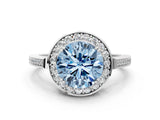 White gold Fancy Blue Round Cut Diamond Halo Ring with Split Shank and Four-Prong Setting_92