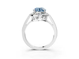 White gold Fancy Blue Round Cut Diamond Halo Ring with Split Shank and Four-Prong Setting_95
