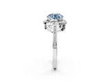 White gold Fancy Blue Round Cut Diamond Halo Ring with Split Shank and Four-Prong Setting_95