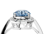 White gold Fancy Blue Round Cut Diamond Halo Ring with Split Shank and Four-Prong Setting_98