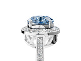 White gold Fancy Blue Round Cut Diamond Halo Ring with Split Shank and Four-Prong Setting_99