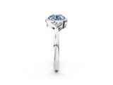 White gold Fancy Blue Round Cut Diamond Halo Ring with Tapered Band and Four-Prong Setting_21