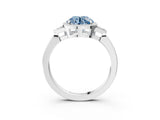 White gold Fancy Blue Round Cut Diamond Halo Ring with Tapered Band and Four-Prong Setting_22
