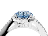 White gold Fancy Blue Round Cut Diamond Halo Split Shank Engagement Ring_55
