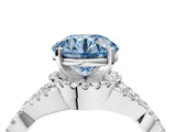 White gold Fancy Blue Round Cut Diamond  Halo Twist Band Solitaire Prong Setting Ring_65