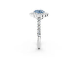 White gold Fancy Blue Round  Cut Diamond Milgrain Floral Halo Engagement Ring with Pavé Band_17