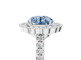 White gold Fancy Blue Round  Cut Diamond Milgrain Floral Halo Engagement Ring with Pavé Band_20