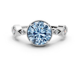 White gold Fancy Blue Round  Cut Diamond Milgrain Marquise Band with Prong Setting_3
